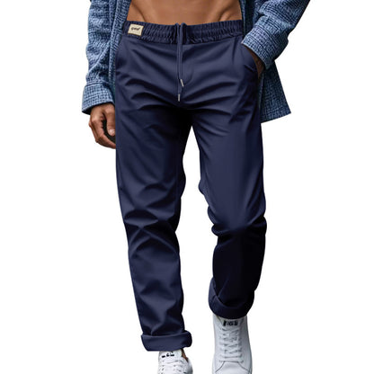 Men's Loose Comfortable Quick-drying Waist-tied Casual Business Pure Color Trousers