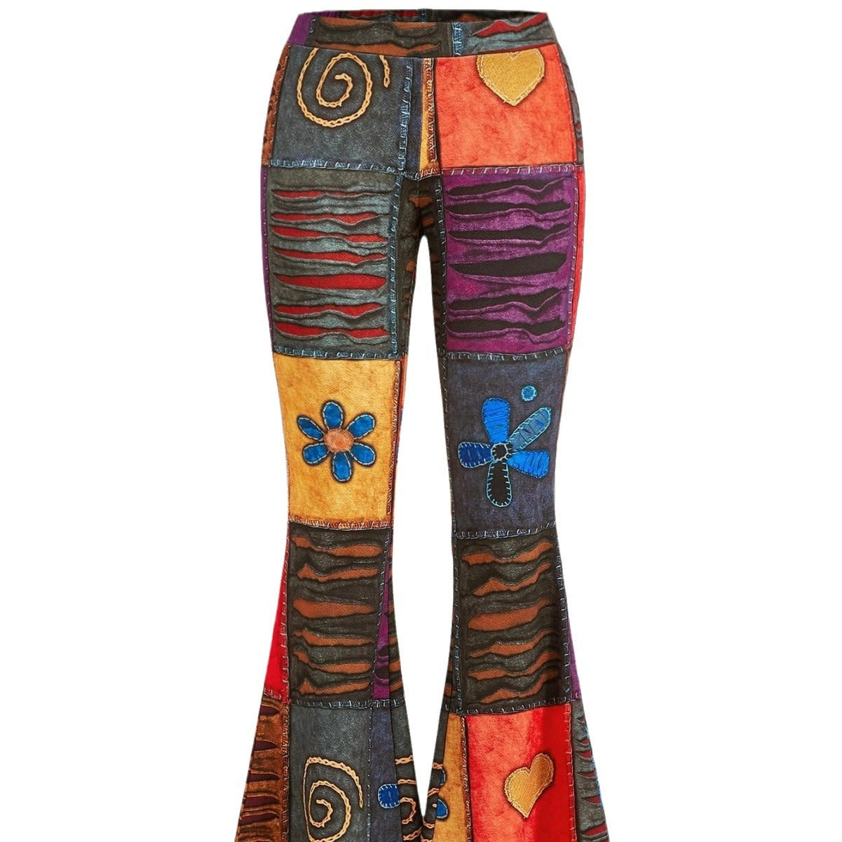 Pattern Abstract Art Style Personality Trend Tight Bootcut Pants