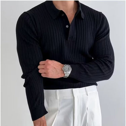 Lapel Long Sleeve Sweater Men's Trendy All-matching