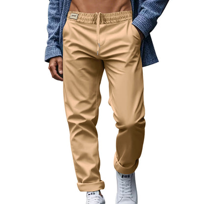 Men's Loose Comfortable Quick-drying Waist-tied Casual Business Pure Color Trousers