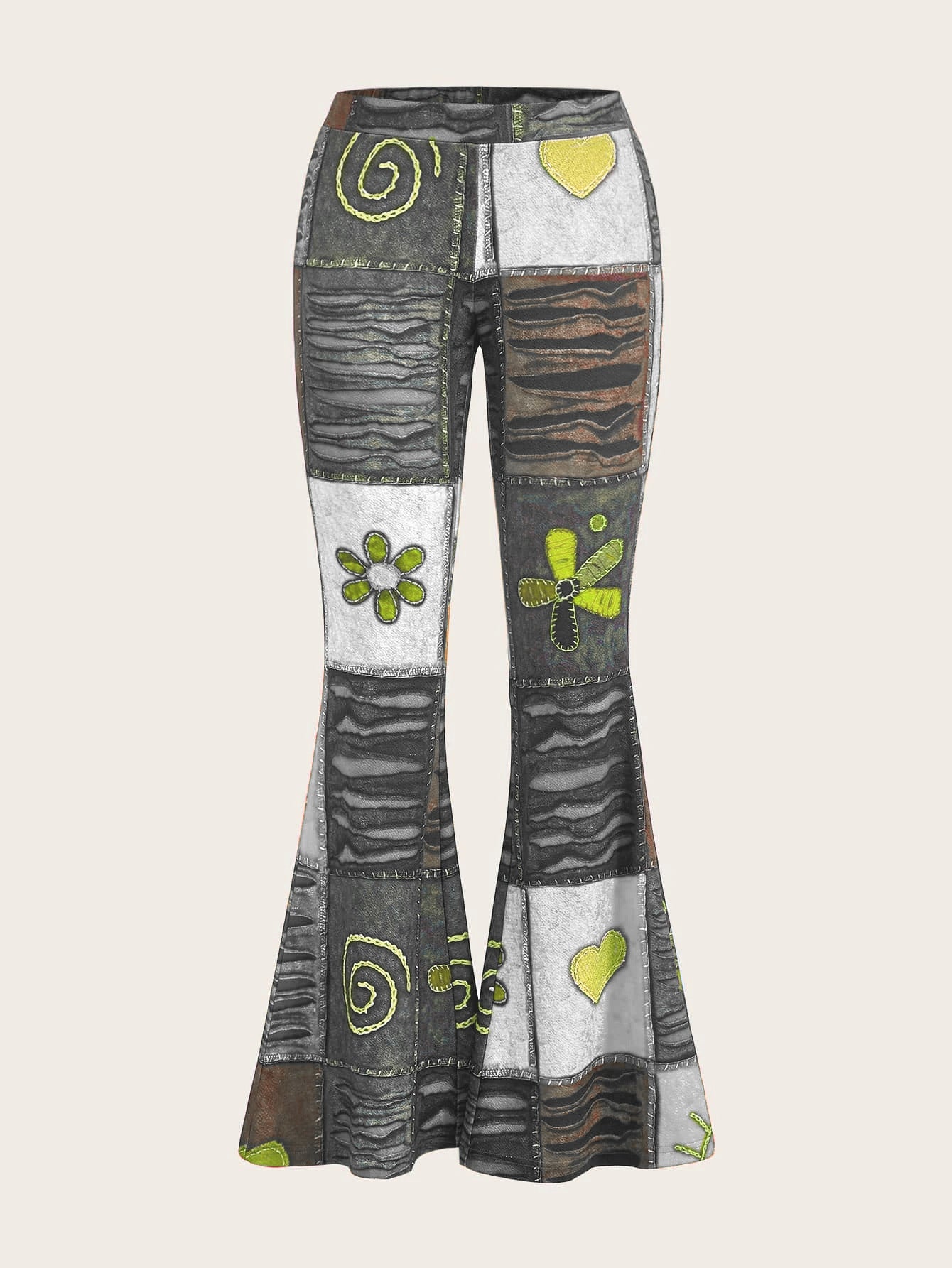 Pattern Abstract Art Style Personality Trend Tight Bootcut Pants