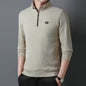 Commuter Half Zipped Stand Collar Long Sleeve Fleece T-shirt