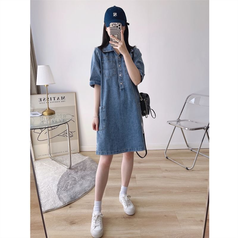 Women's Lapel Breasted Straight-leg Denim Dress