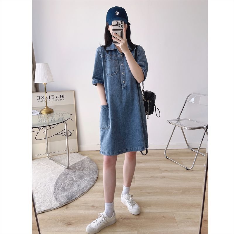 Women's Lapel Breasted Straight-leg Denim Dress