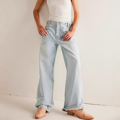 Fashion Wash Straight Wide Leg Women's Jeans