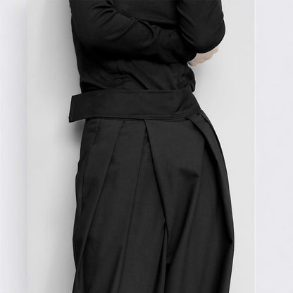 Black Suit Draping Casual Wide-leg Pants