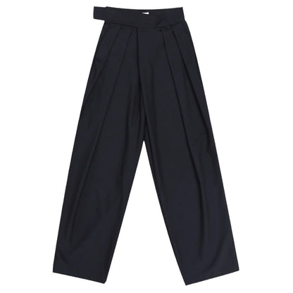 Black Suit Draping Casual Wide-leg Pants