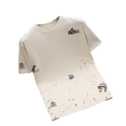 Men's Embroidery T-shirt Round Neck Fashion